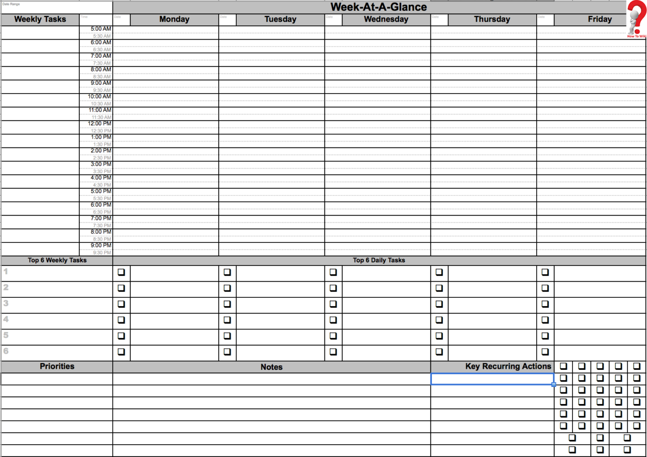 weekly work schedule template pdf