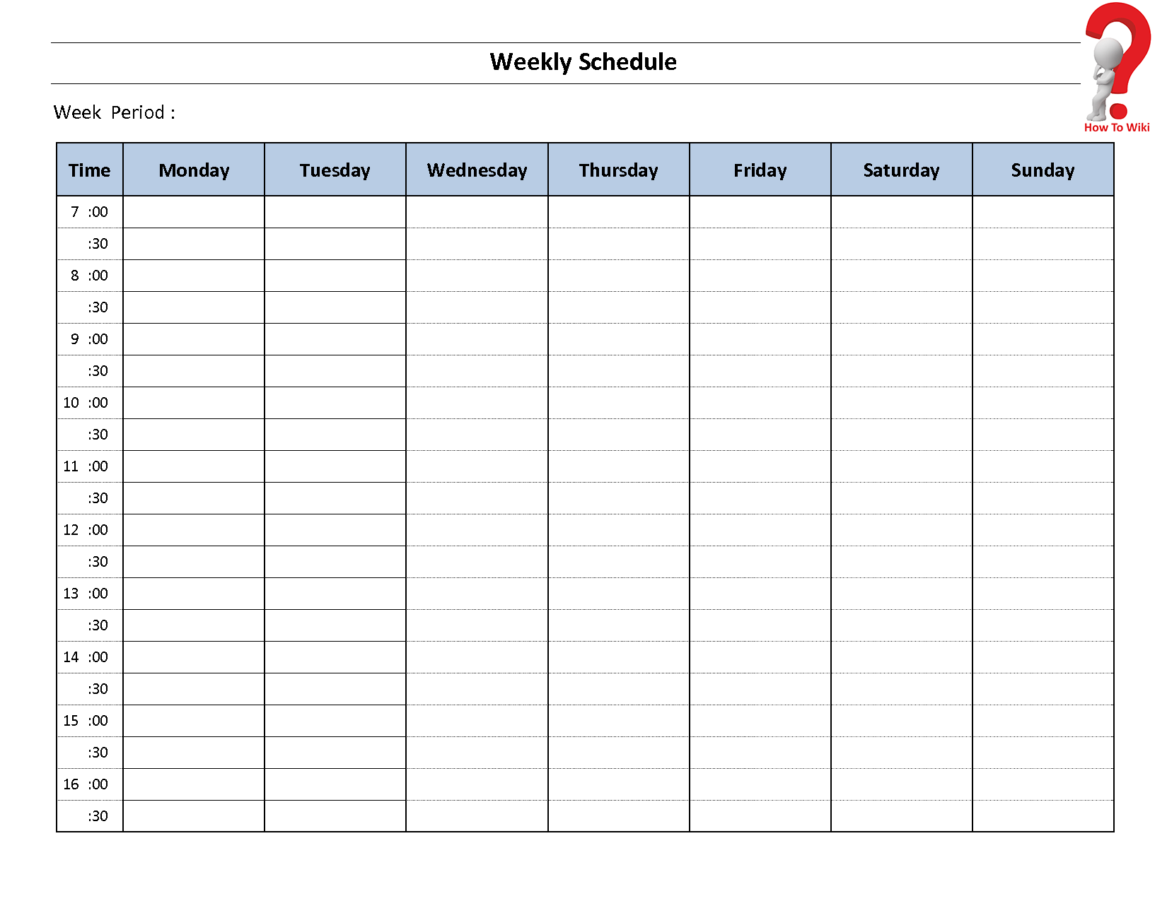 calendar work week schedule time template