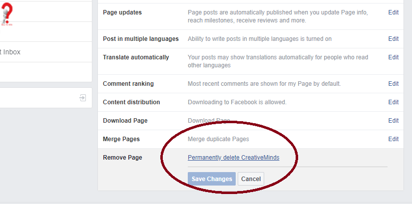 remove manage page facebook