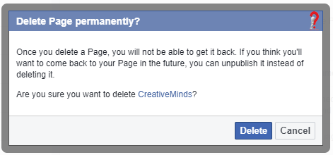 how to delete FB page 