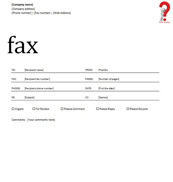 Fax cover sheet PDF