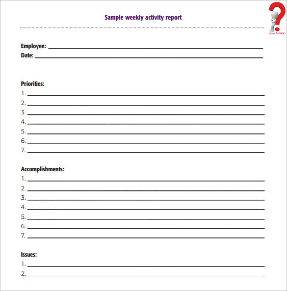 Activity Report Template Word