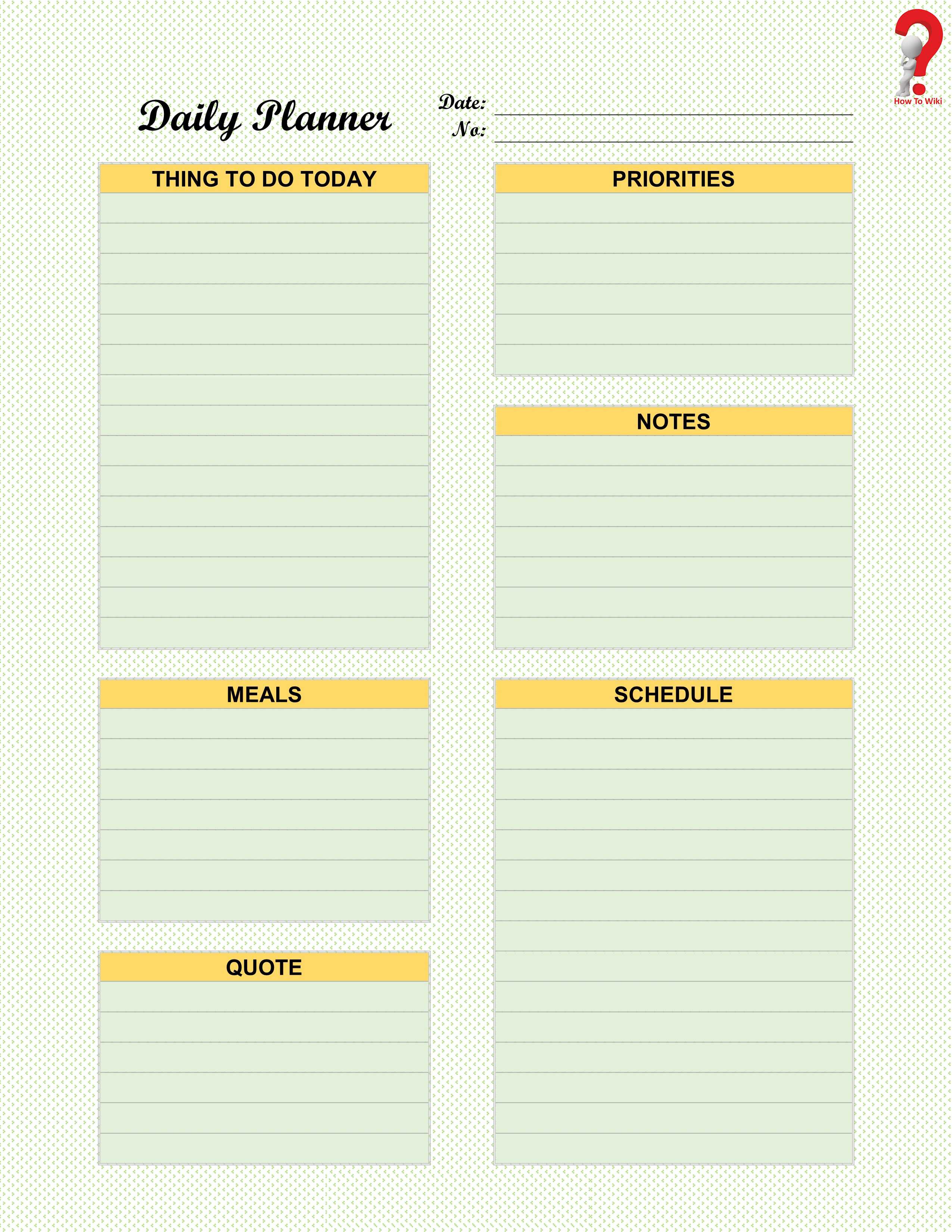 Daily Action Planner Template Pdf 