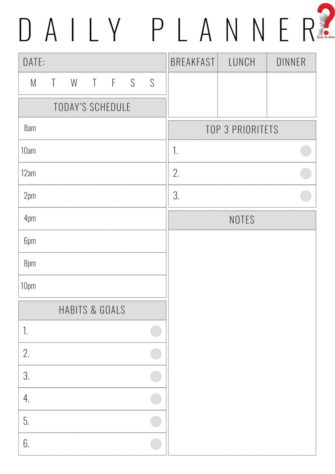 How To Use Printable Daily Planner Template [Pdf, Excel, Word] HowToWiki