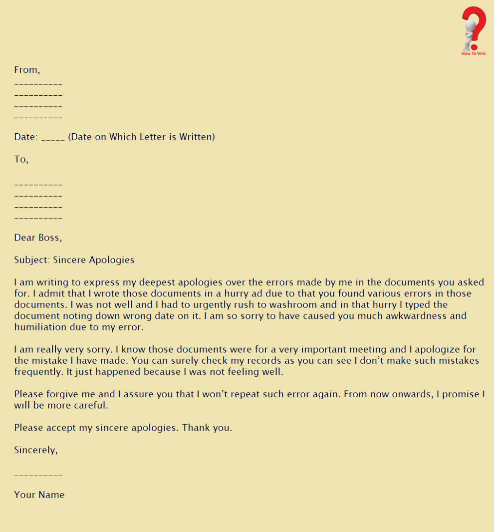 How To Write Apology Letter To Boss With Example & Sample - Templates ...