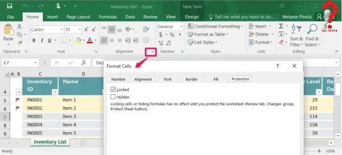 lock selected cells in excel