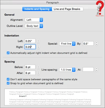 Do Hanging Indent on Mac