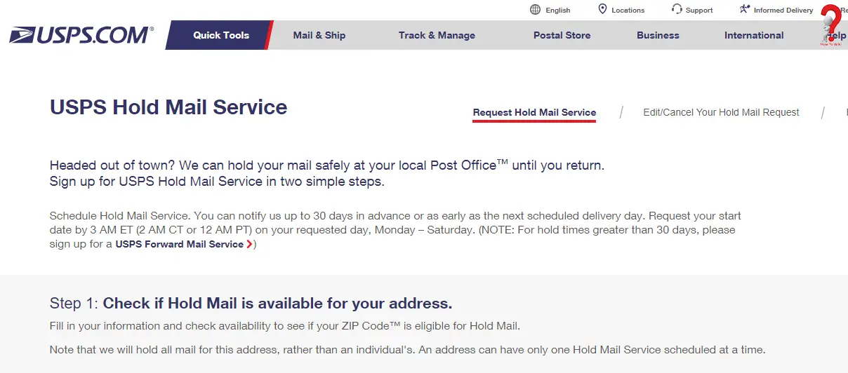 USPS Hold Mail
