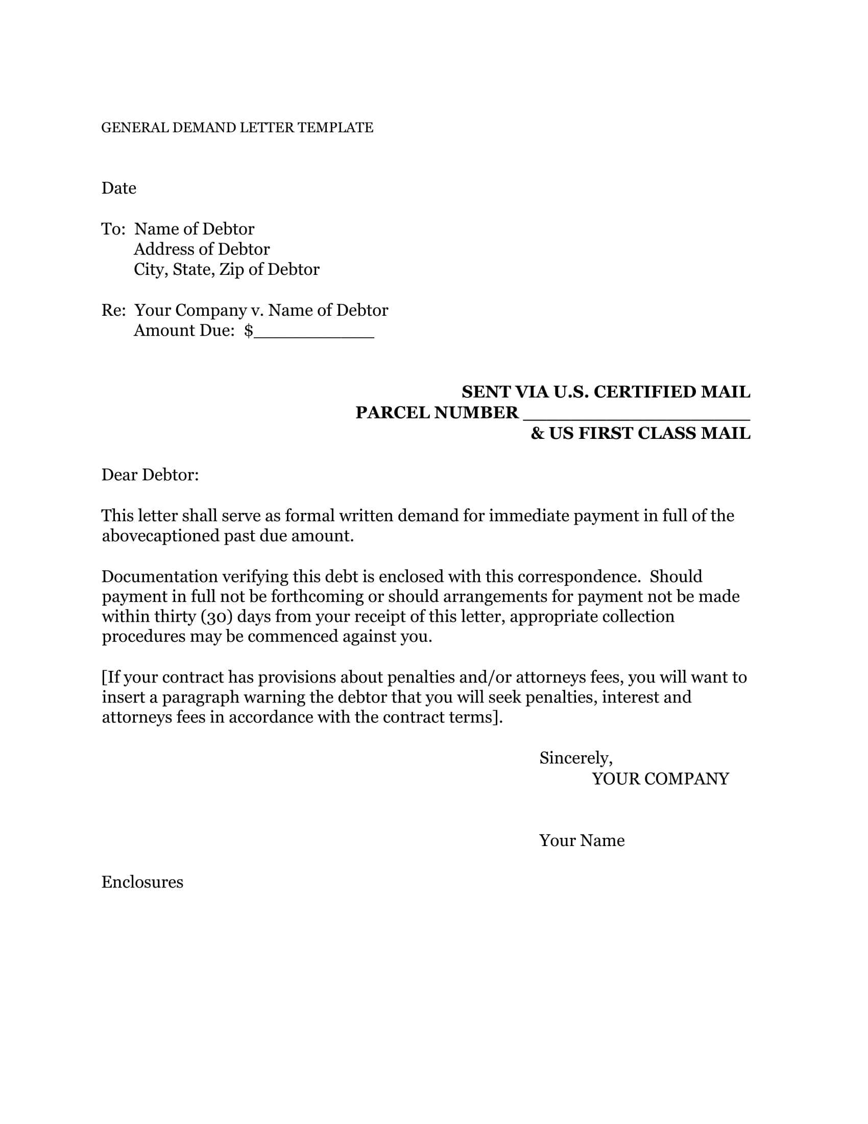 Demand Letter Template For Money Owed