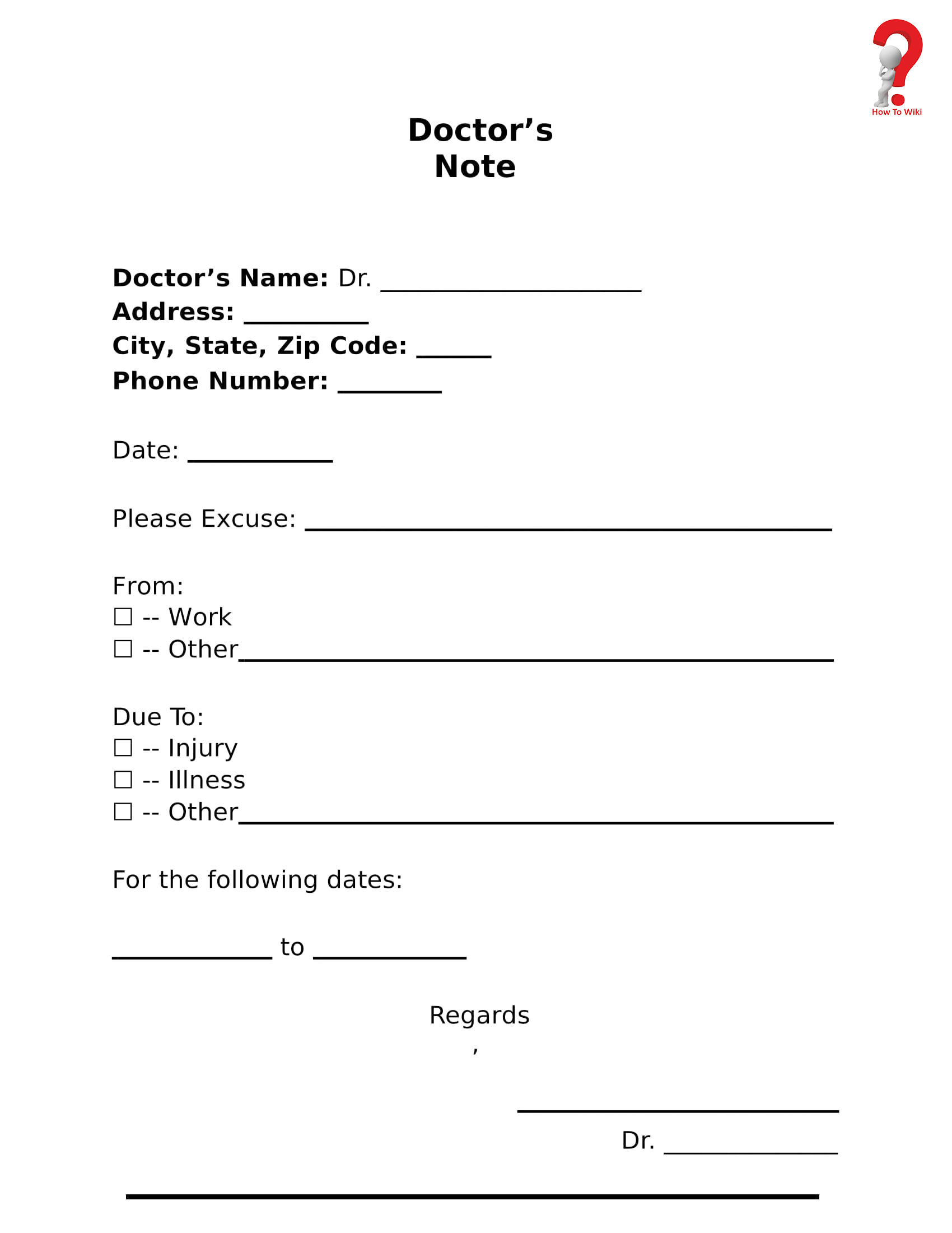 Fake Doctors Note Template