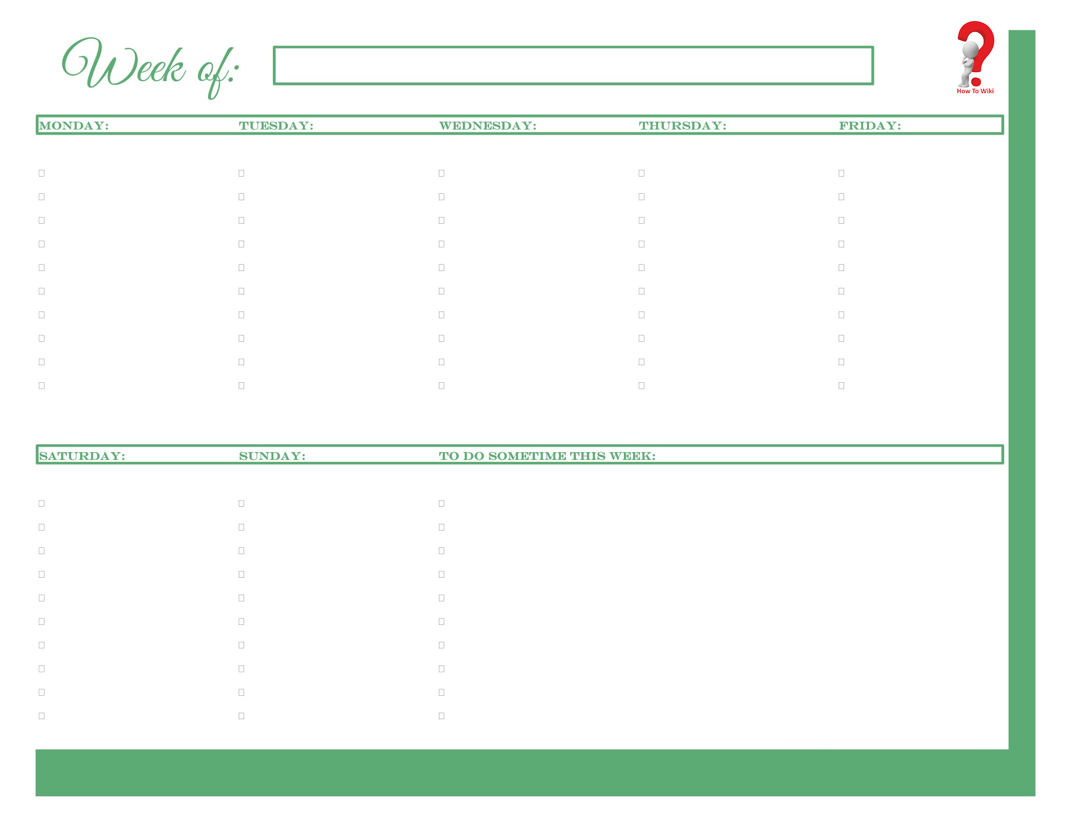 Weekly To Do List In Excel