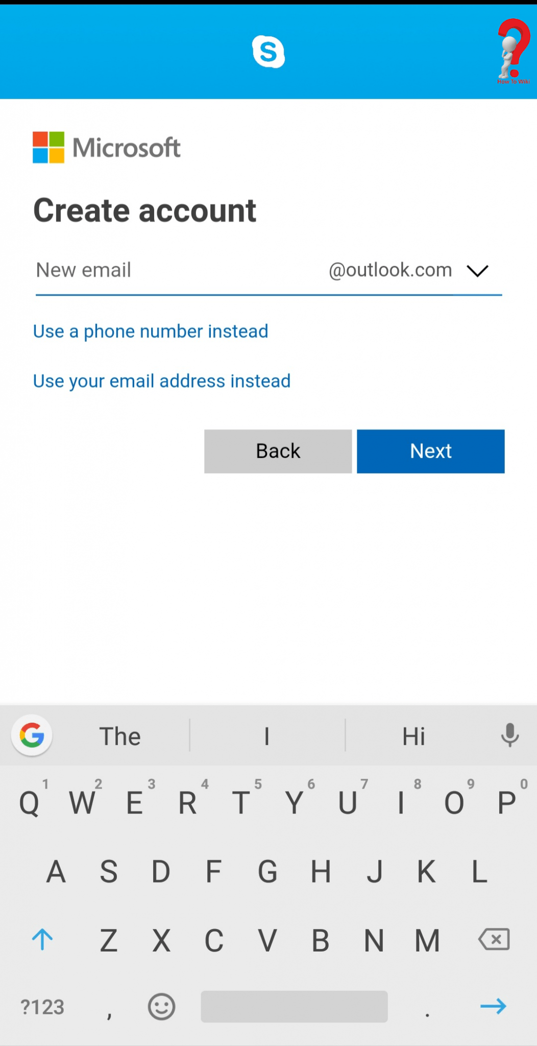 create skype account with work email