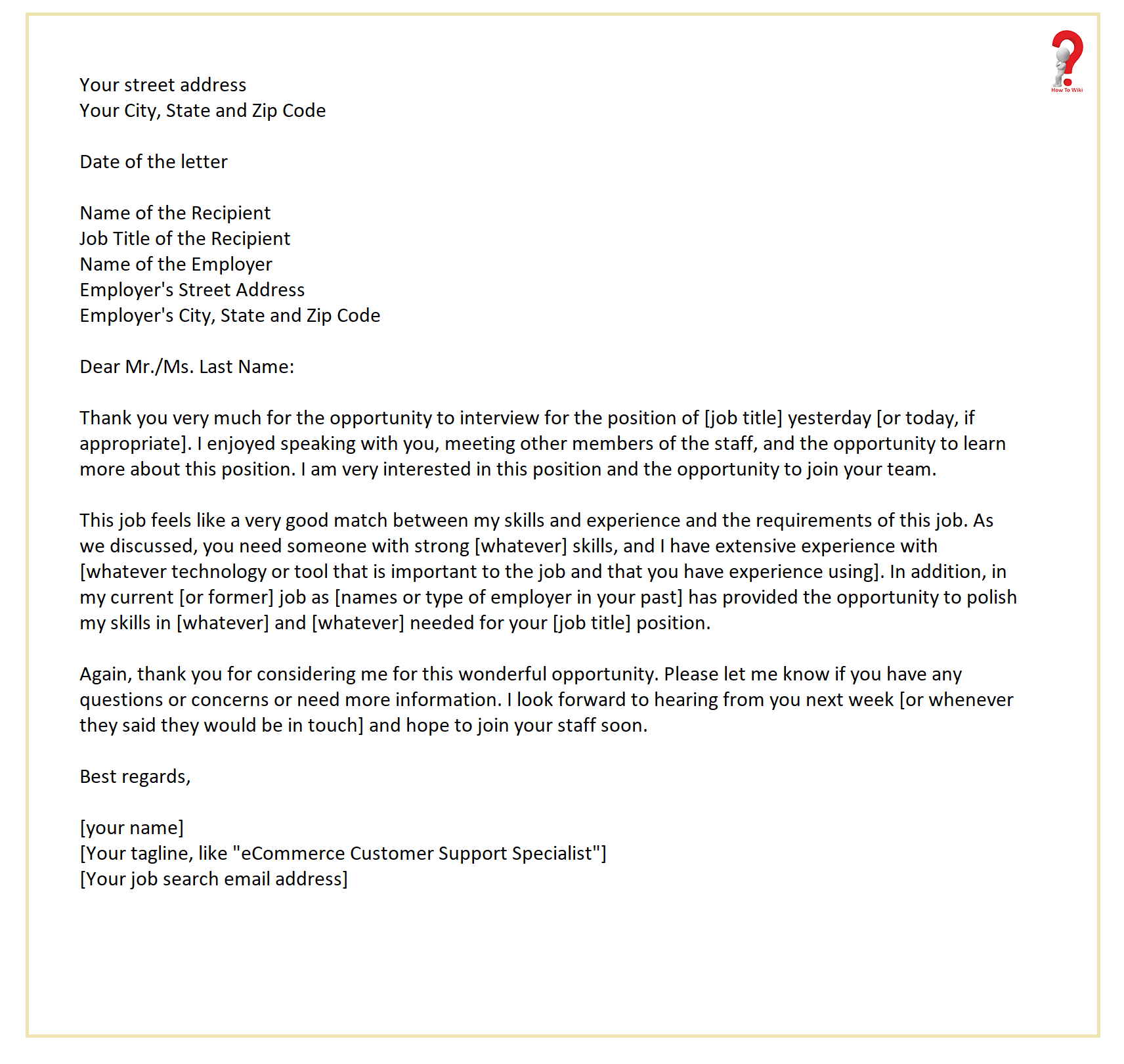 Thank You Letter Template After Interview