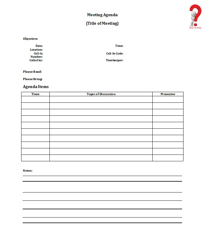 Kick off Meeting Agenda Template