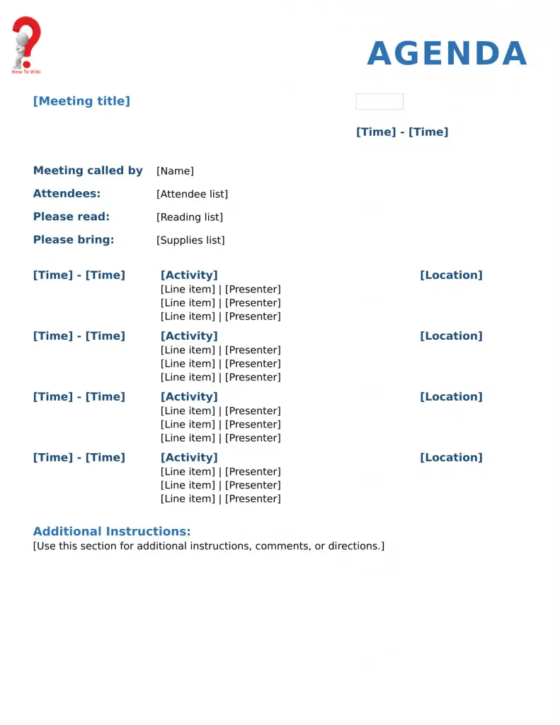 How To Write A Meeting Agenda Template | HowToWiki