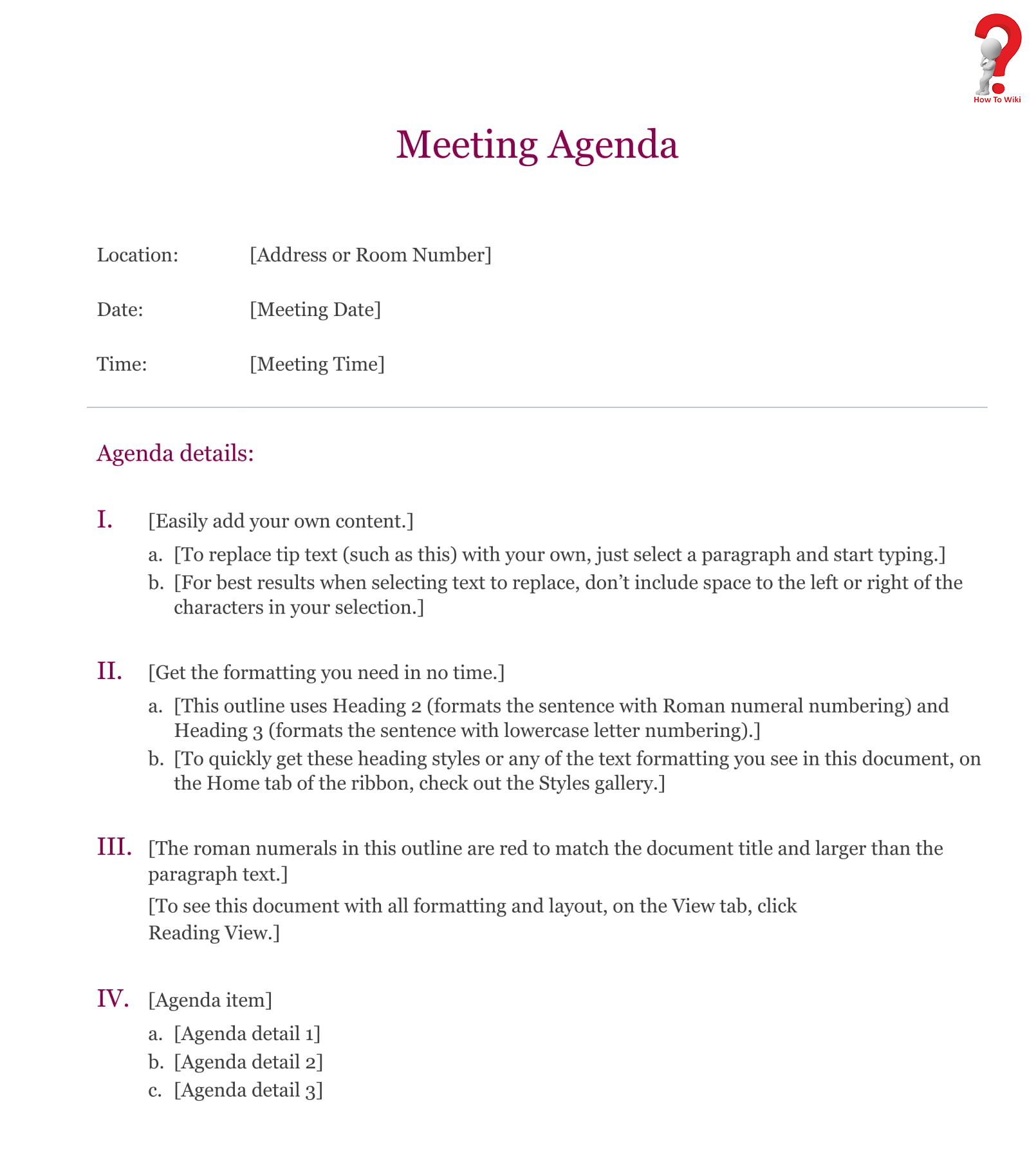 How To Write A Meeting Agenda Sample