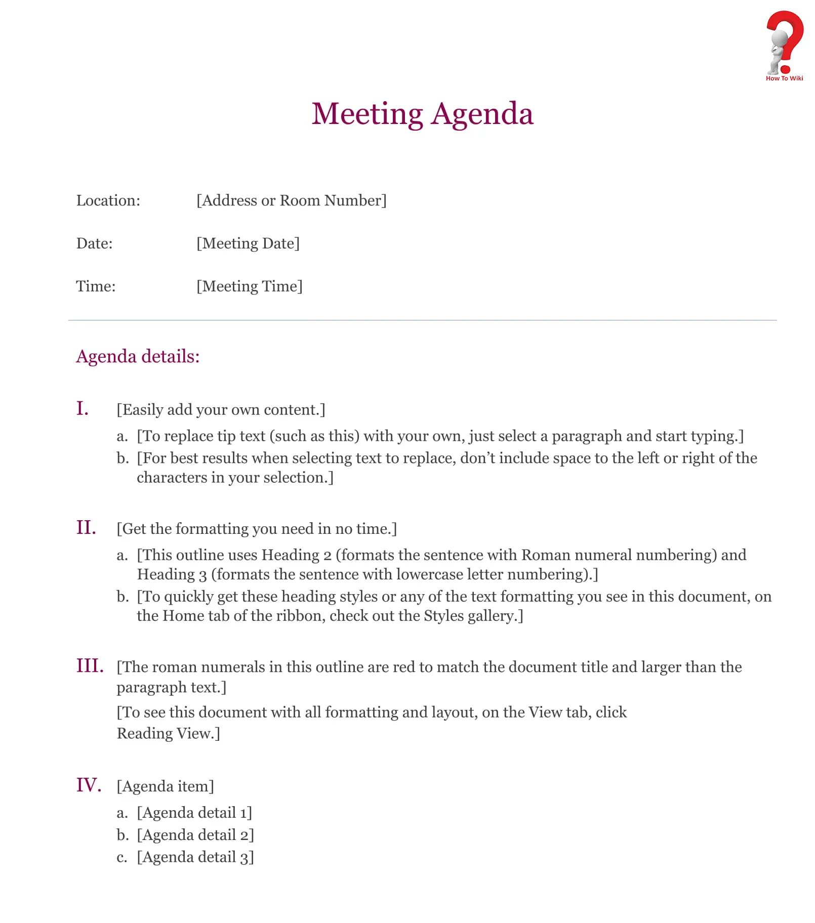 Staff meeting agenda