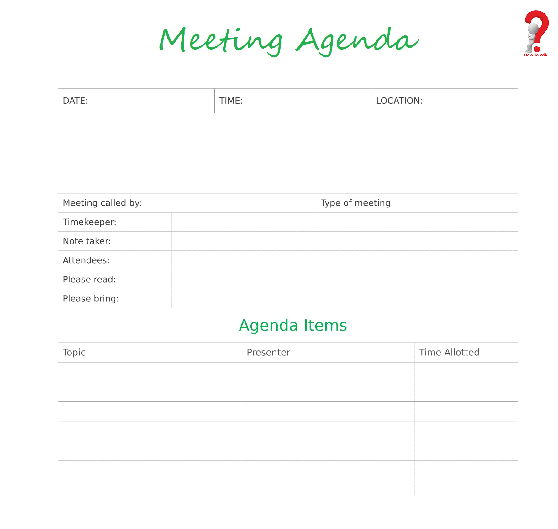 Meeting agenda