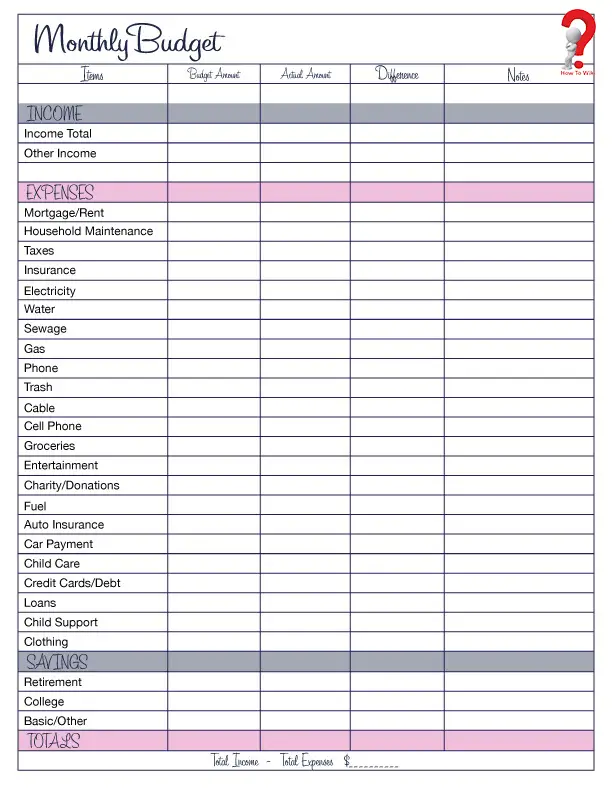 printable expense manager