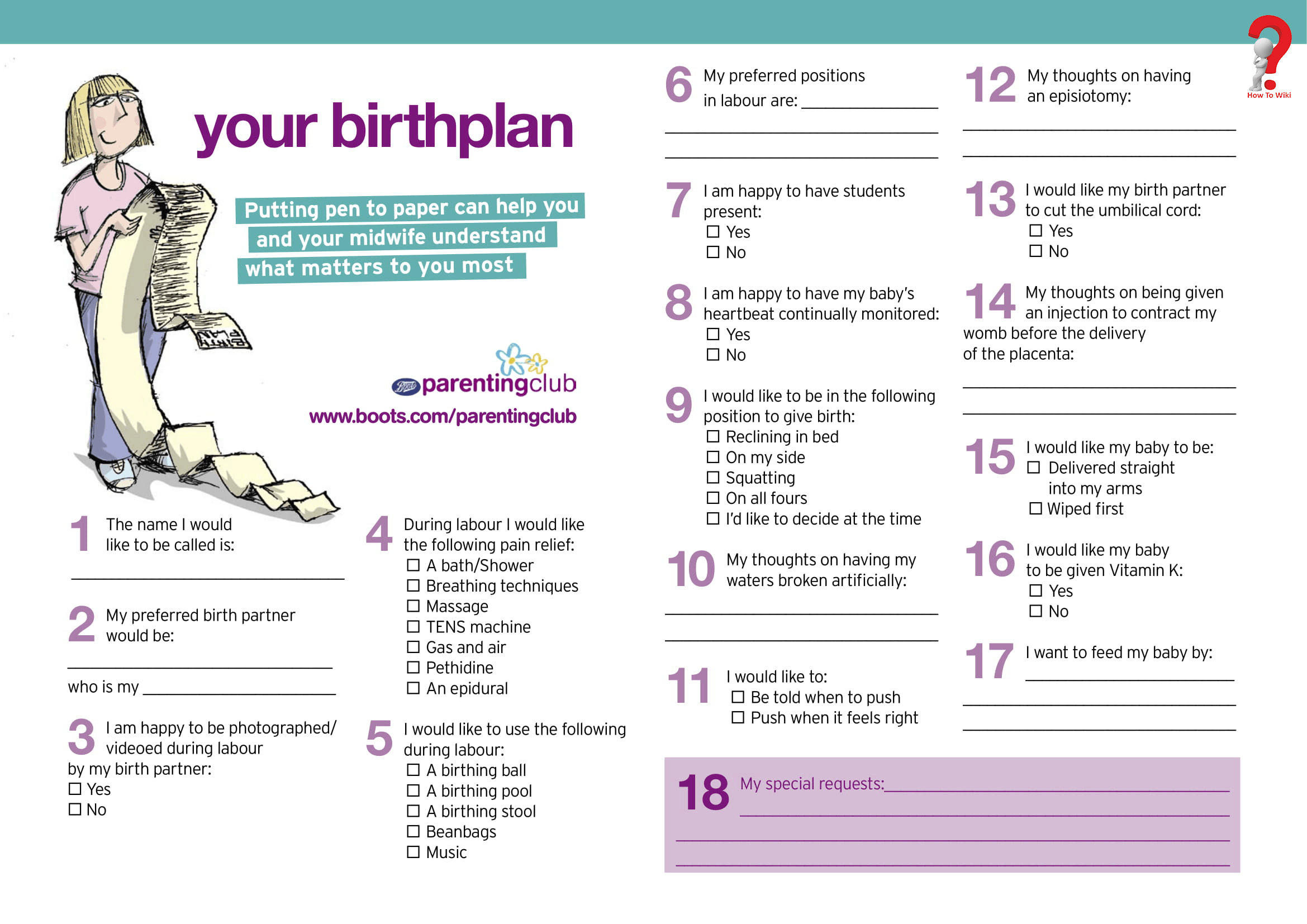 How To Write A Free Birth Plan Template HowToWiki