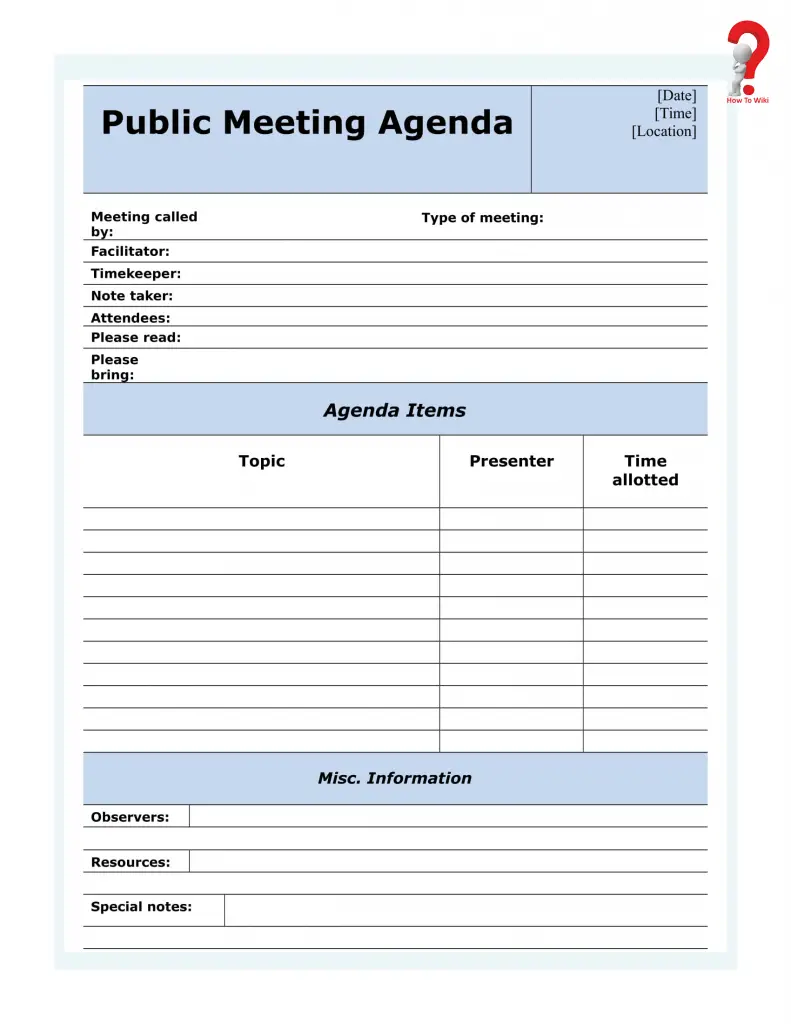 How To Write A Meeting Agenda Template Howtowiki