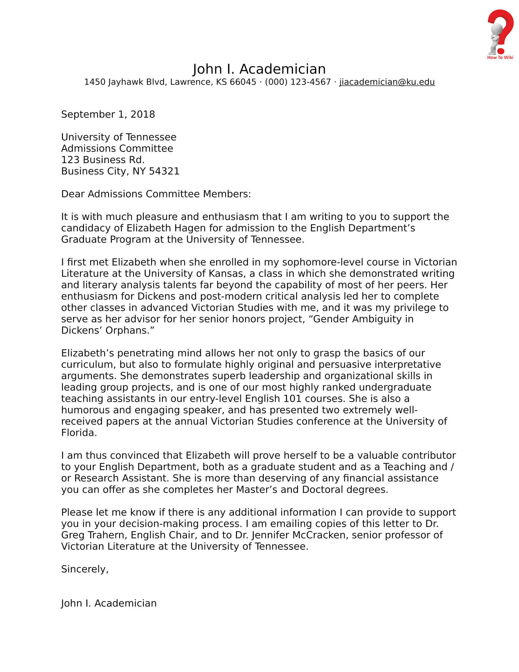 Recommendation Letter For Student Scholarship