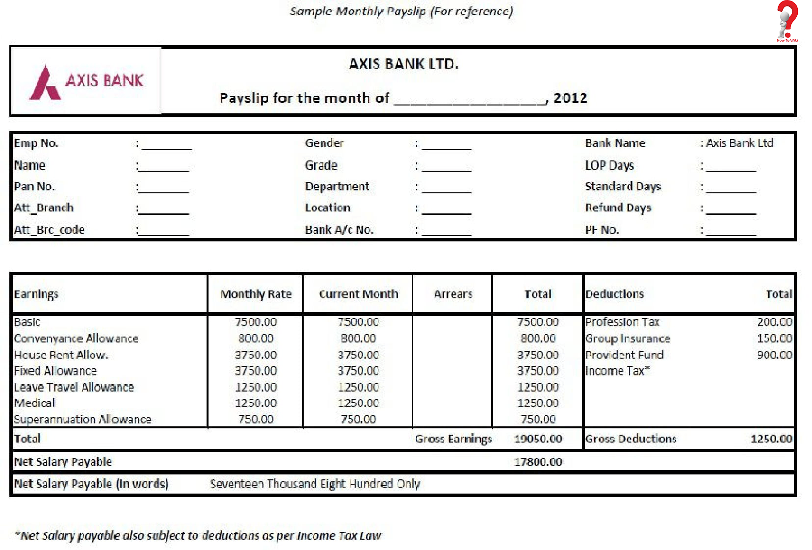 excel format salary slip