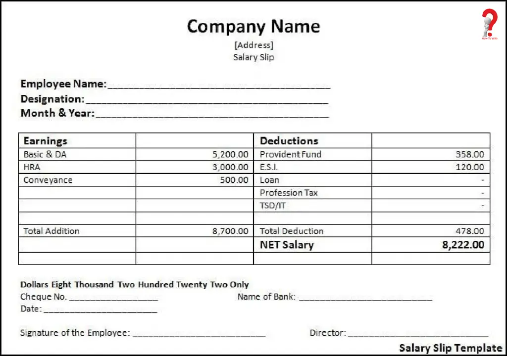 fake salary slip format