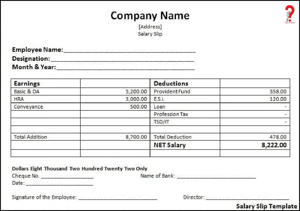 hospital salary slip format