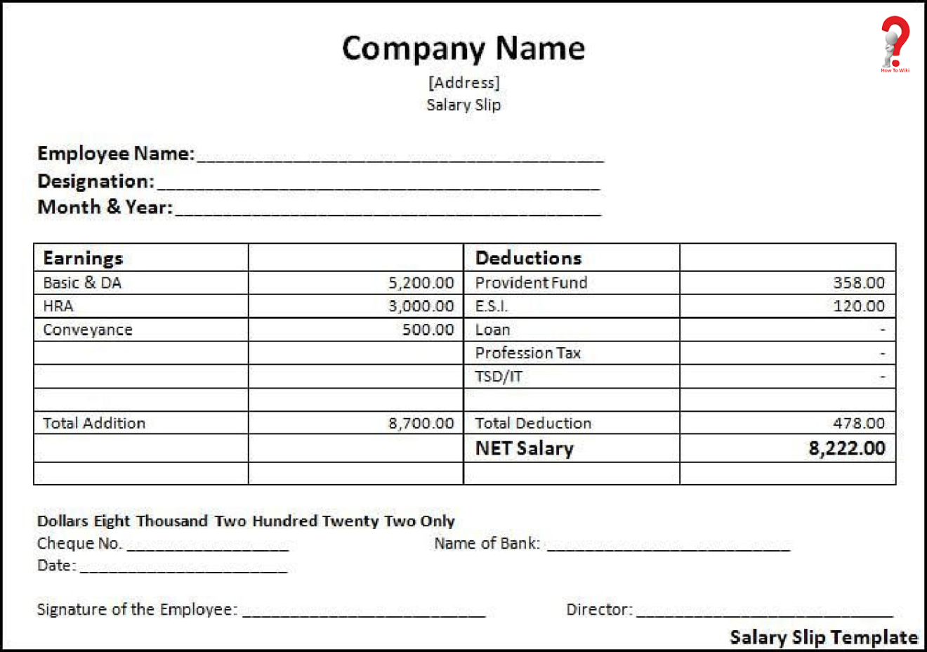 salary slip format simple salary slip format