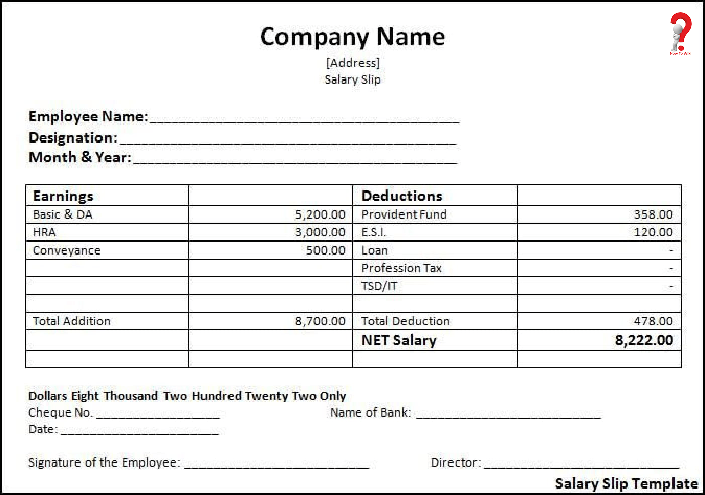 30000 salary slip format in excel