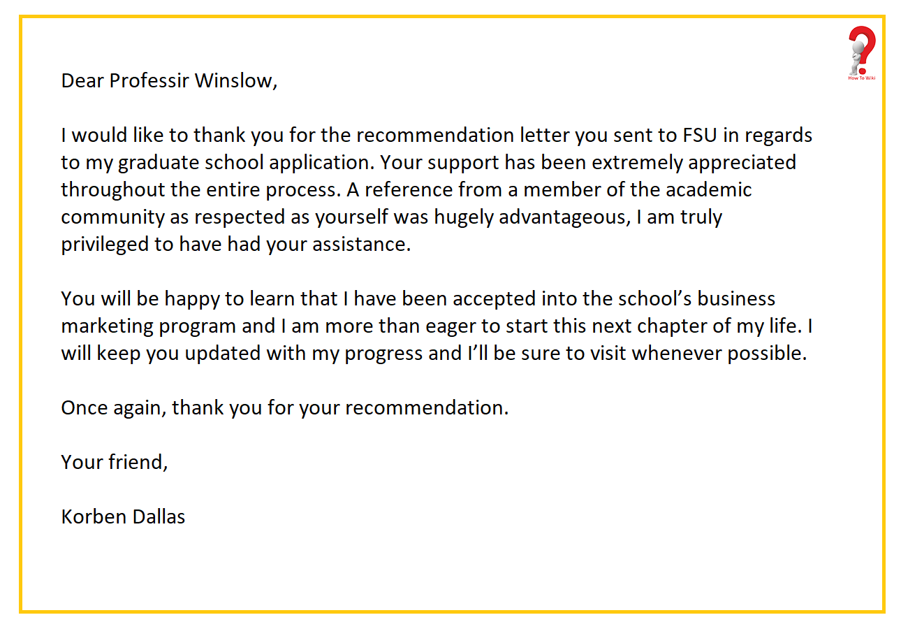 Thank You Letter For Recommendation After Acceptance