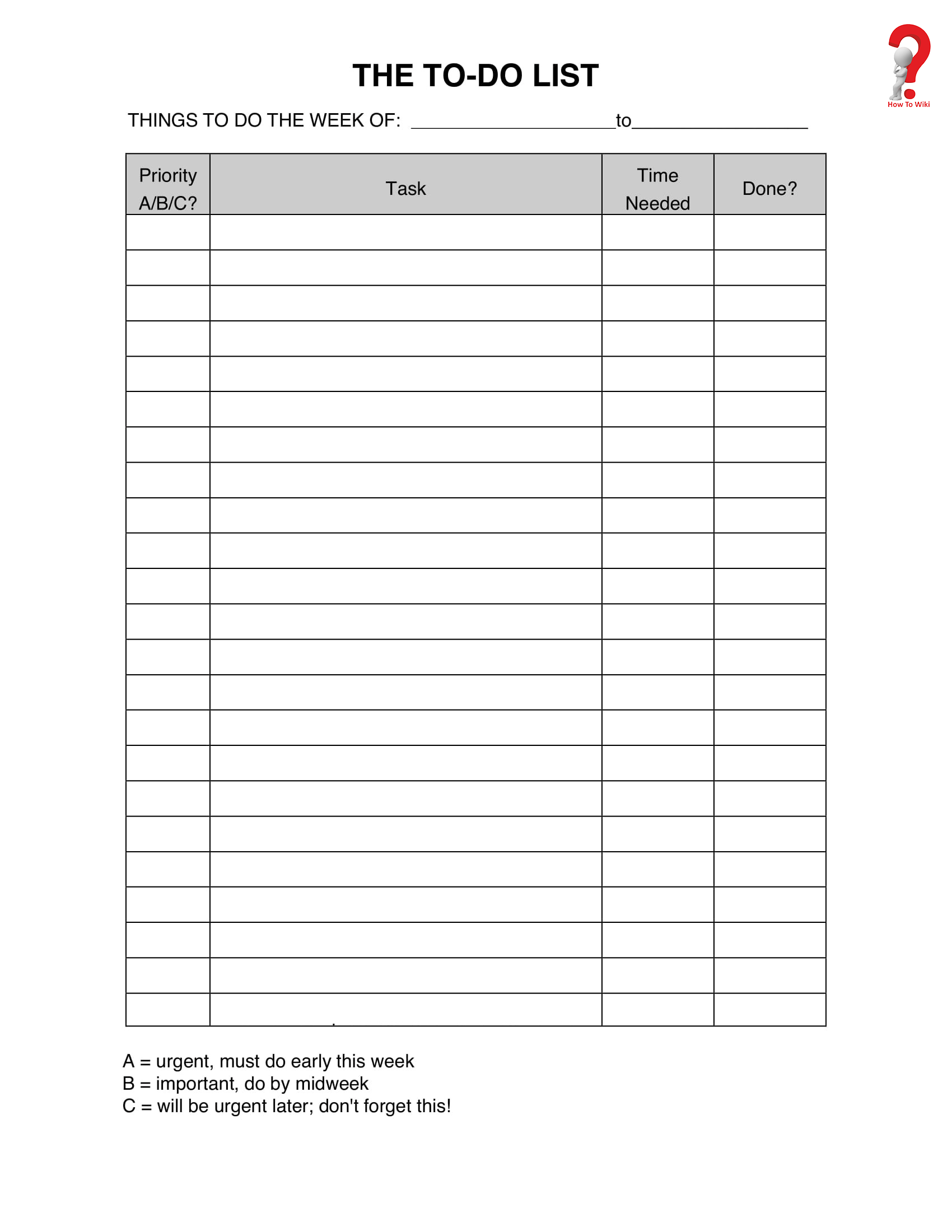 Free Printable Weekly To Do List Template