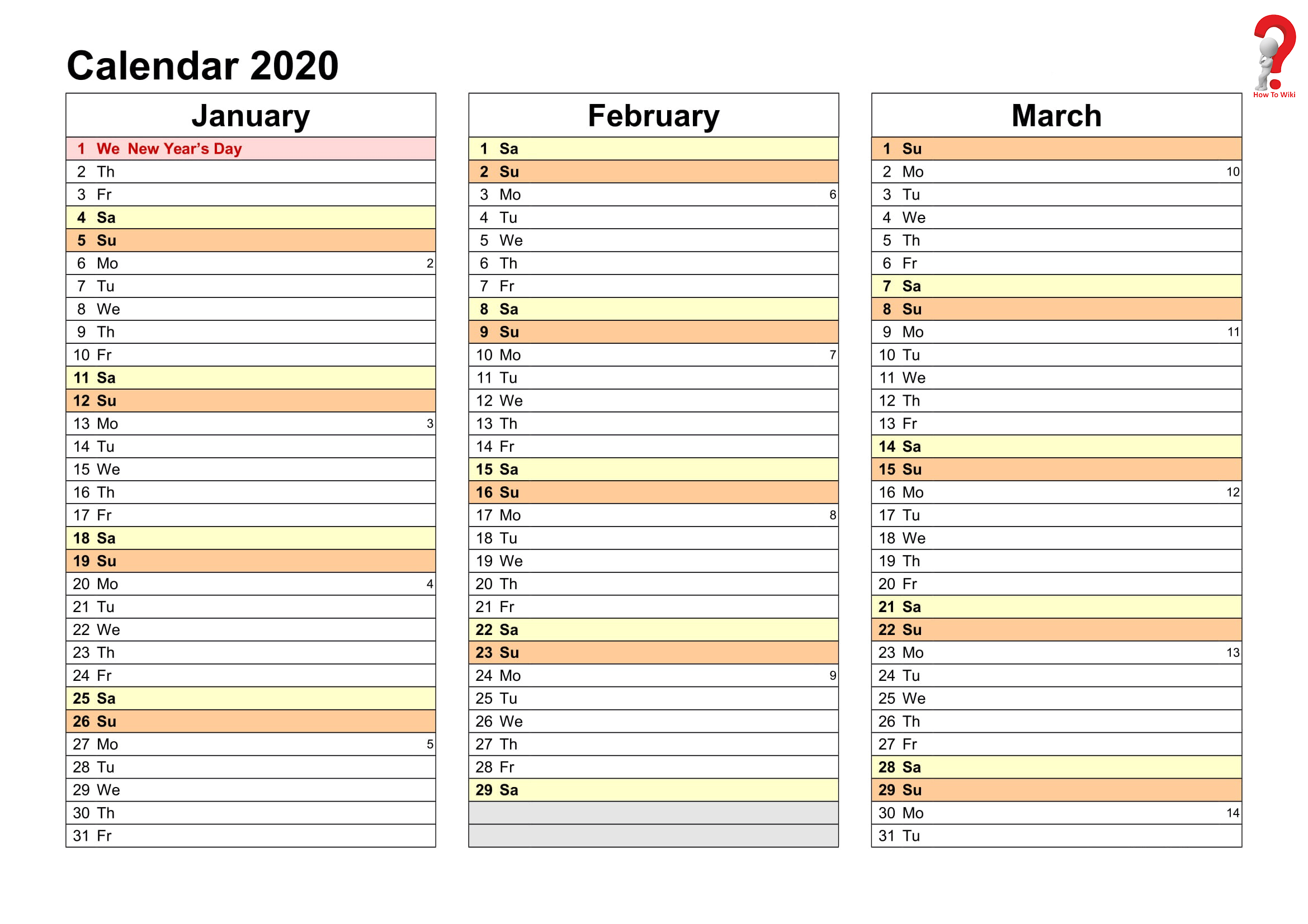 2019 And 2020 Yearly Planner In Excel