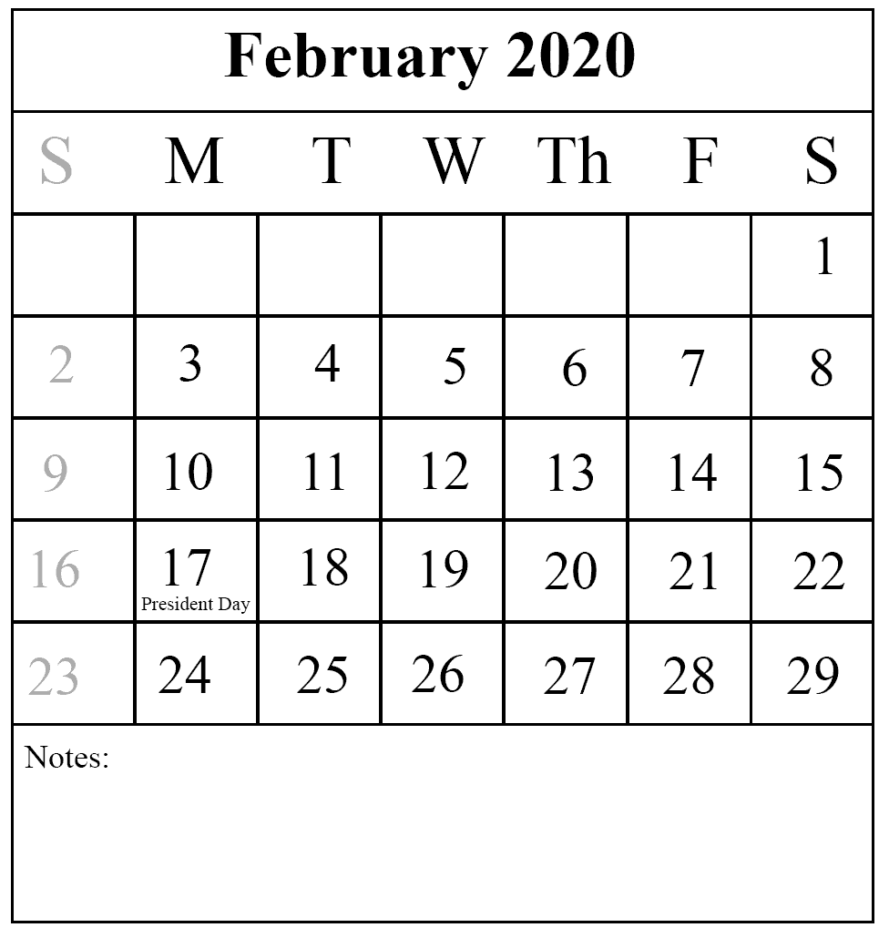 template calendar February
