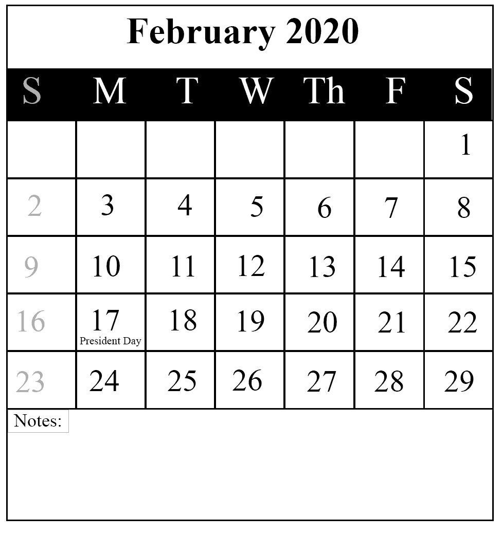 February calendar template free