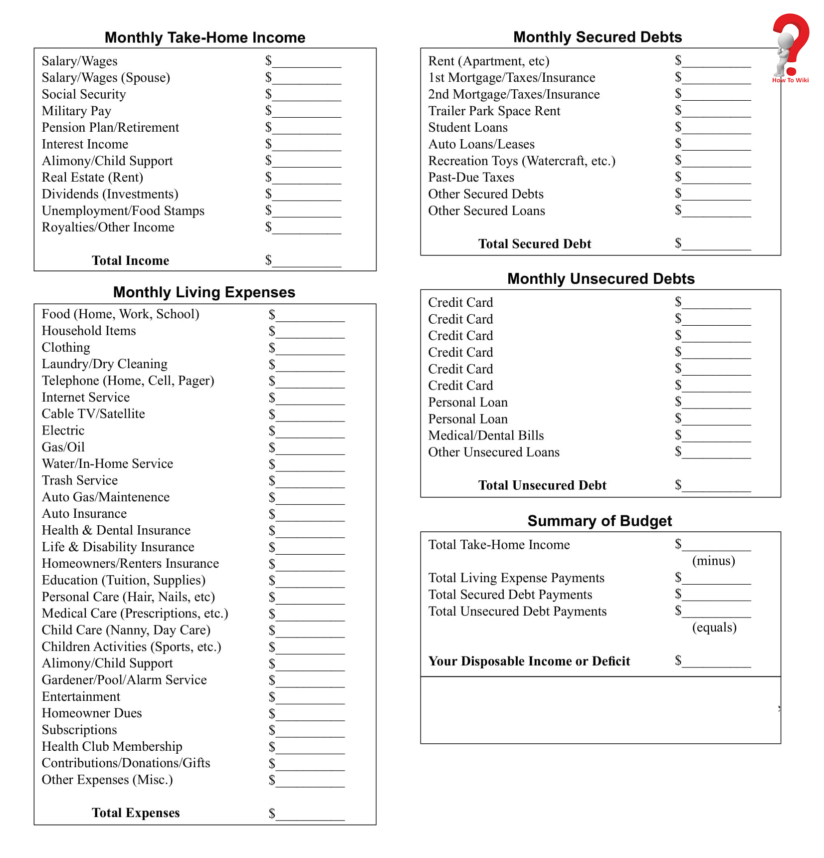 Monhtlyhousehold budget template