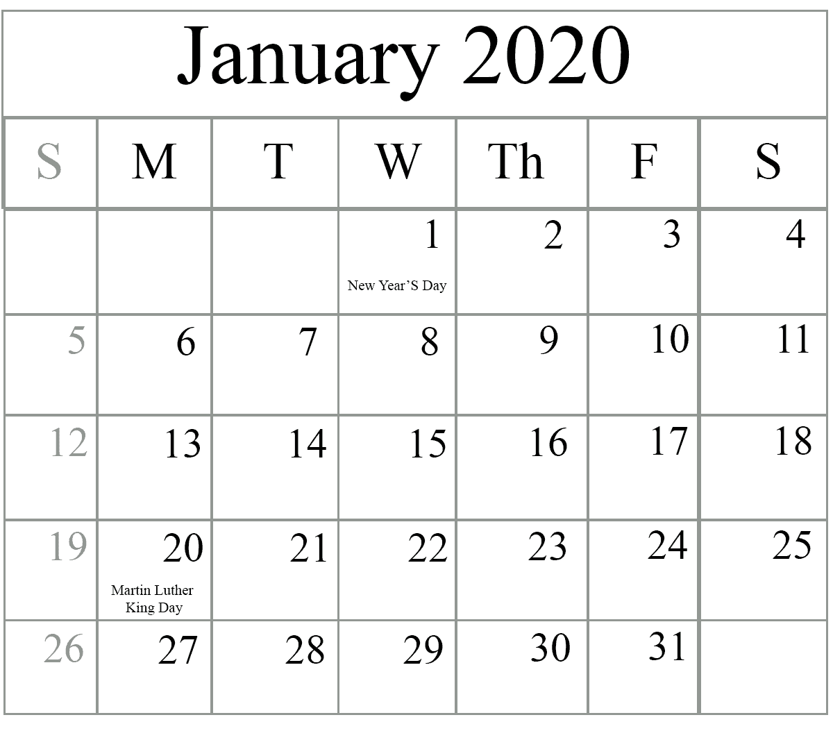 How To Schedule Your Month With January 2020 Printable