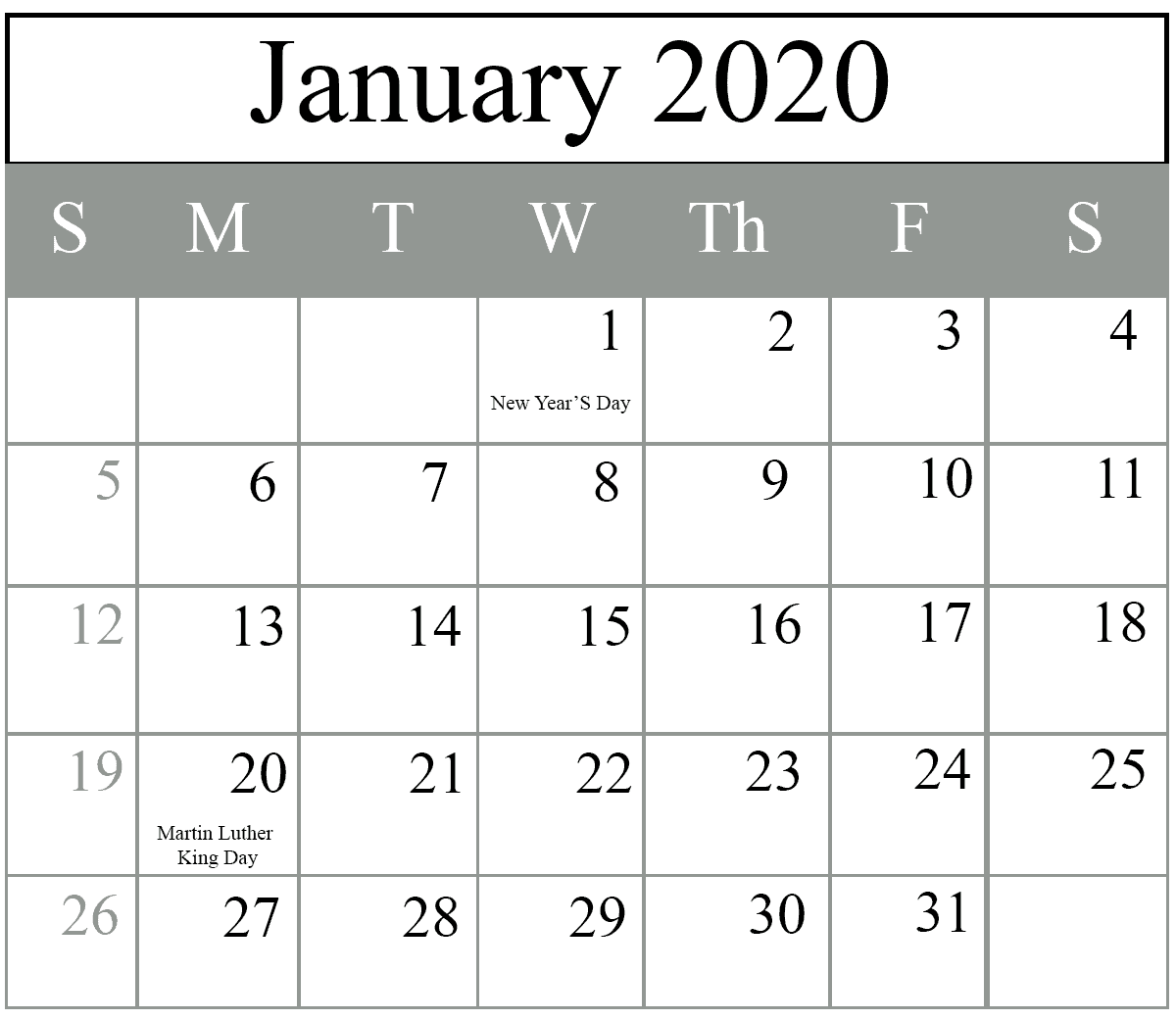 How To Schedule Your Month With January 2020 Printable