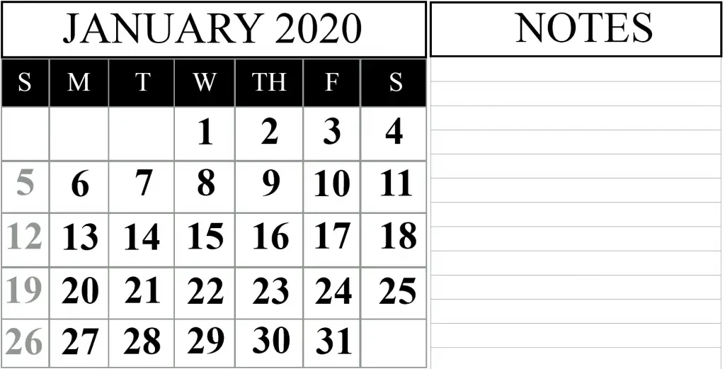 How To Schedule Your Month With January 2020 Printable Calendar | HowToWiki