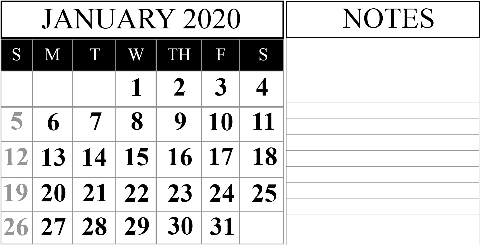 How To Schedule Your Month With January 2020 Printable