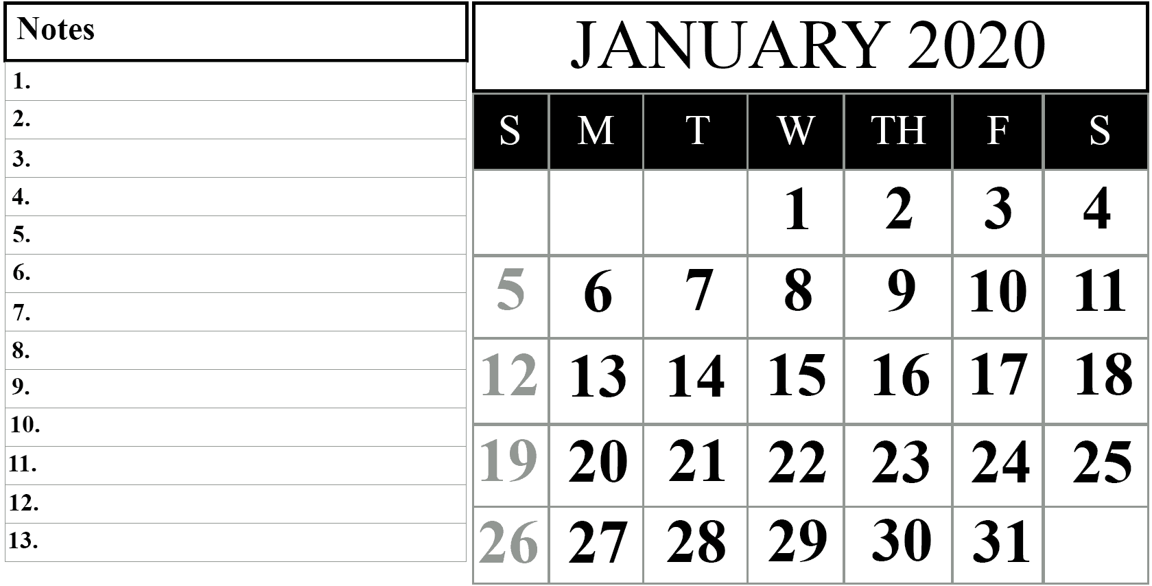 How To Schedule Your Month With January 2020 Printable