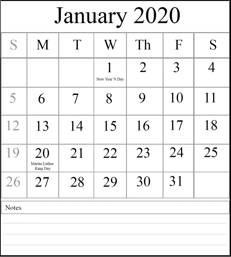 How To Schedule Your Month With January 2020 Printable Calendar HowToWiki