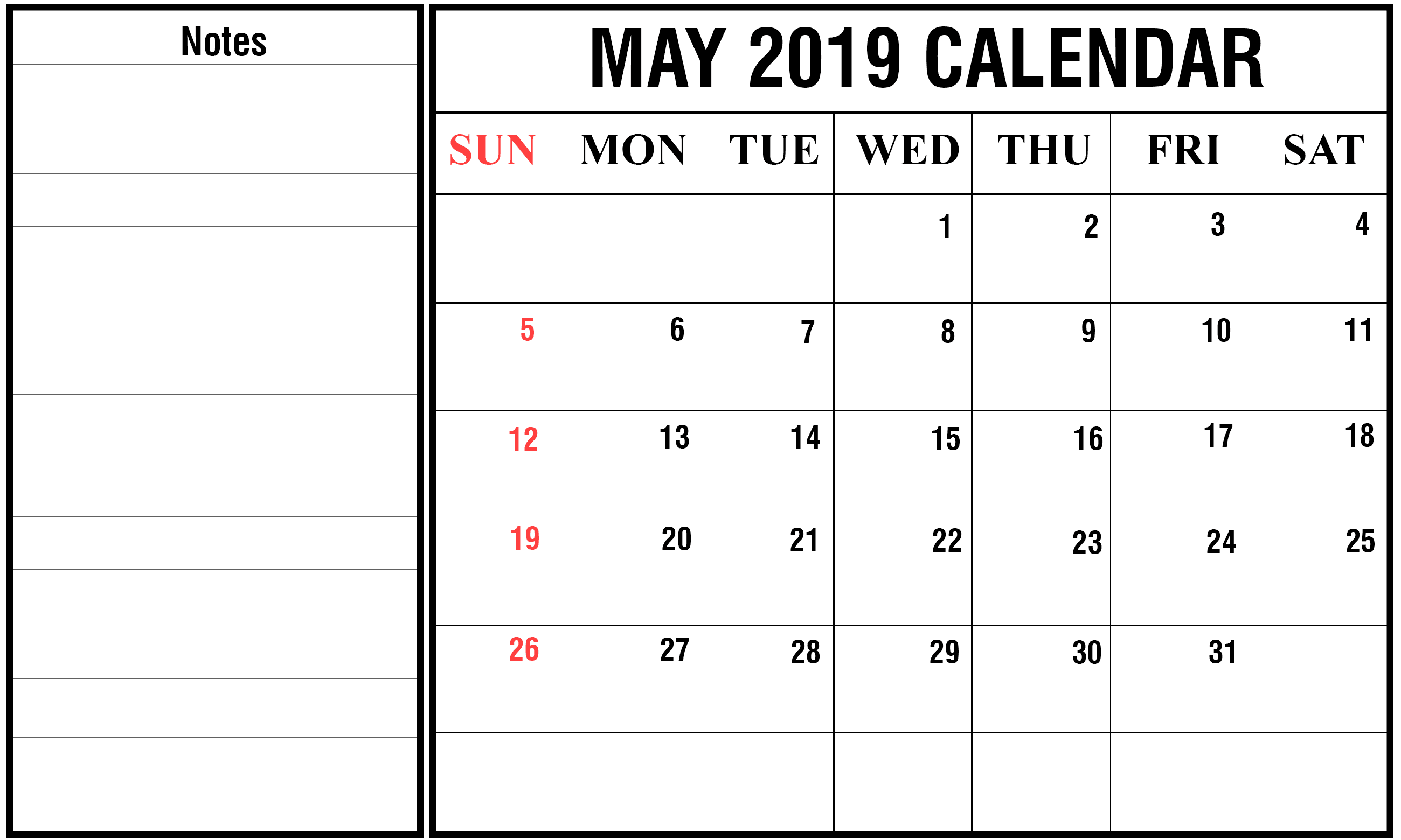 May Calendar 2020 with Holidays 3