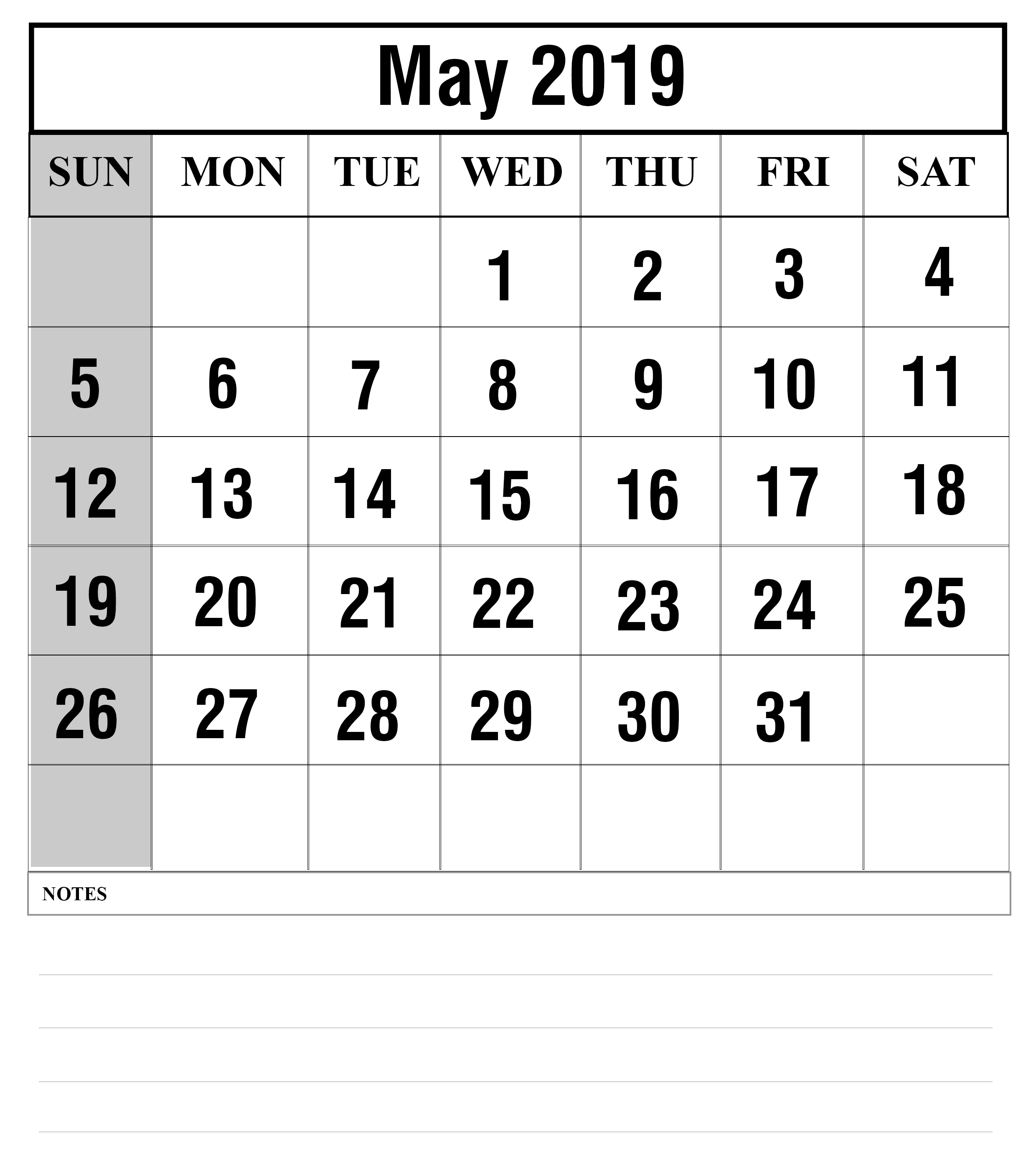 2020 May Calendar Printable 5