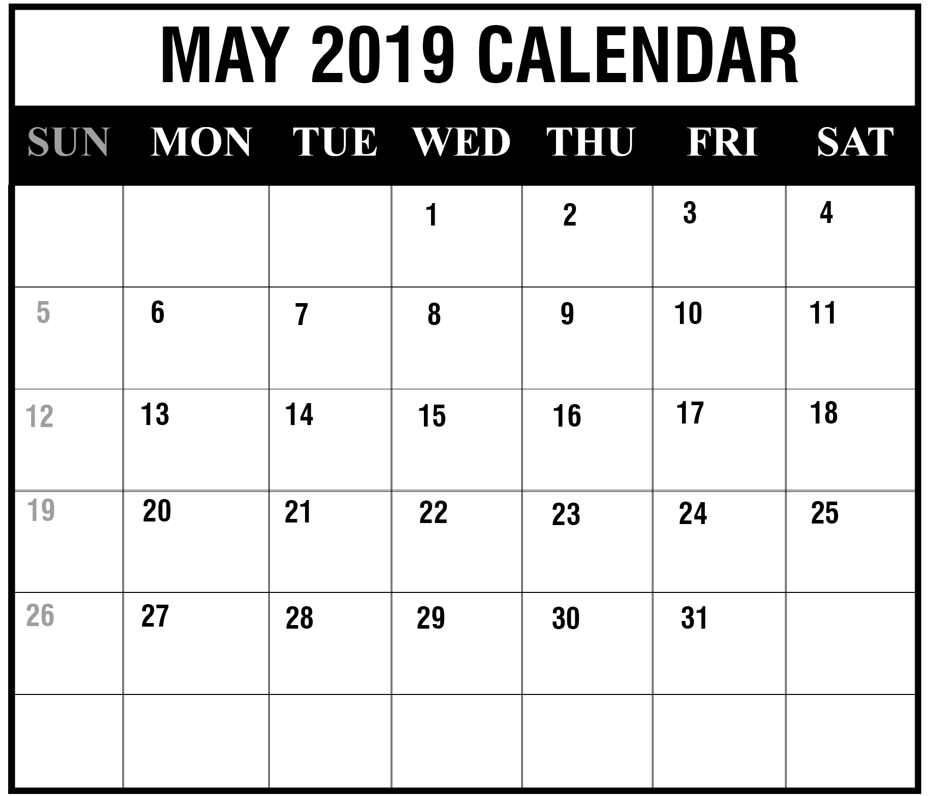 May 2019 Calendar Printable 8