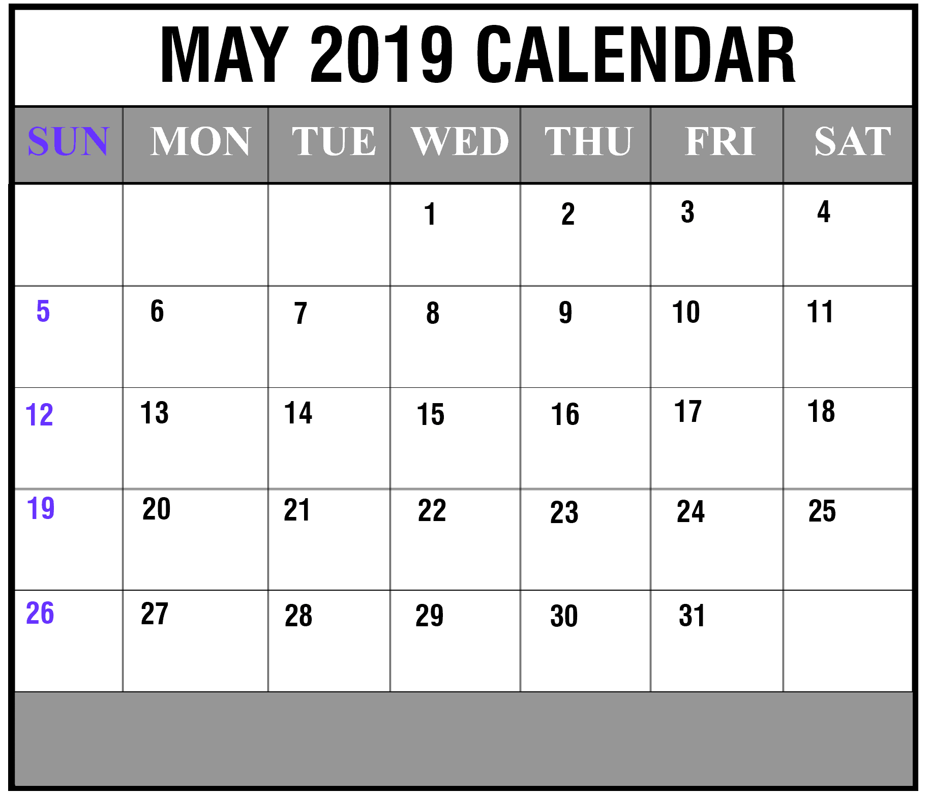 May 2019 calendar 9