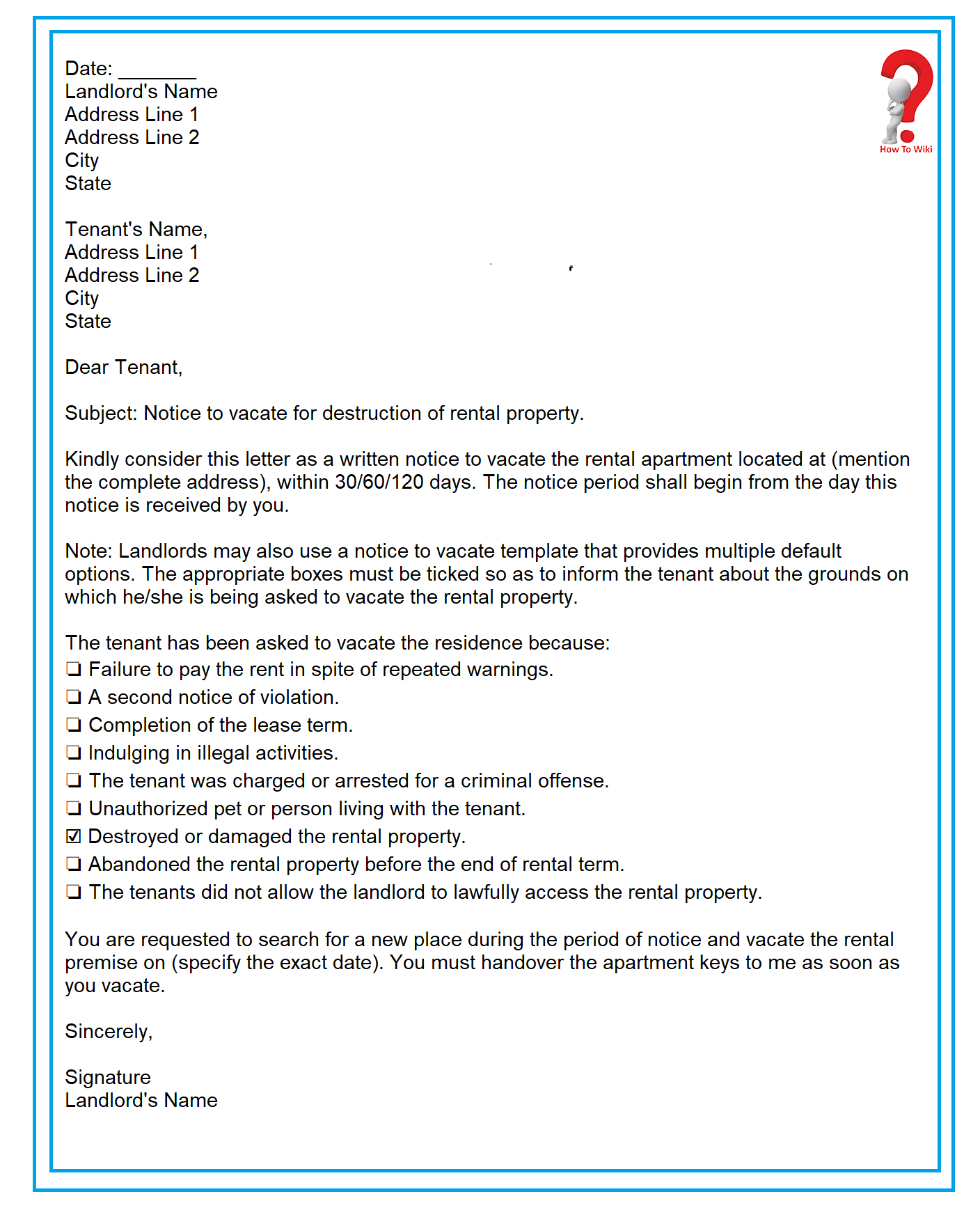 60 Day Apartment Notice Letter