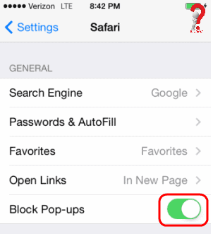 Allow Pop-ups on Safari 