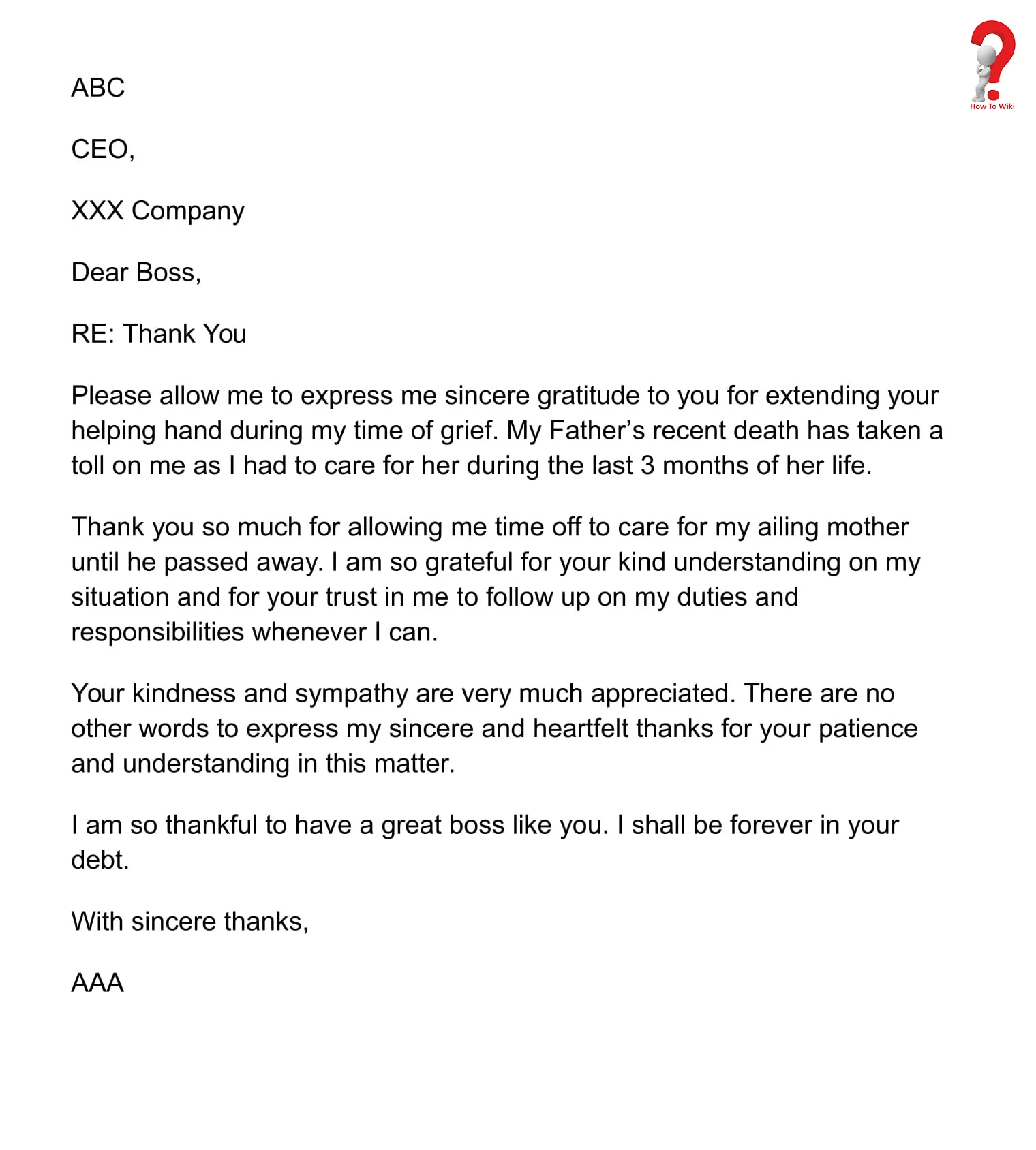 How To Write Thank You Letter Template To Boss/ Manager 8 sample appreciation letter